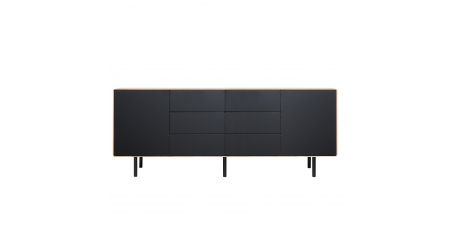 Chest of Drawers Furniteco Tokyo 4.2.6 (oak, natural parquet oil) black